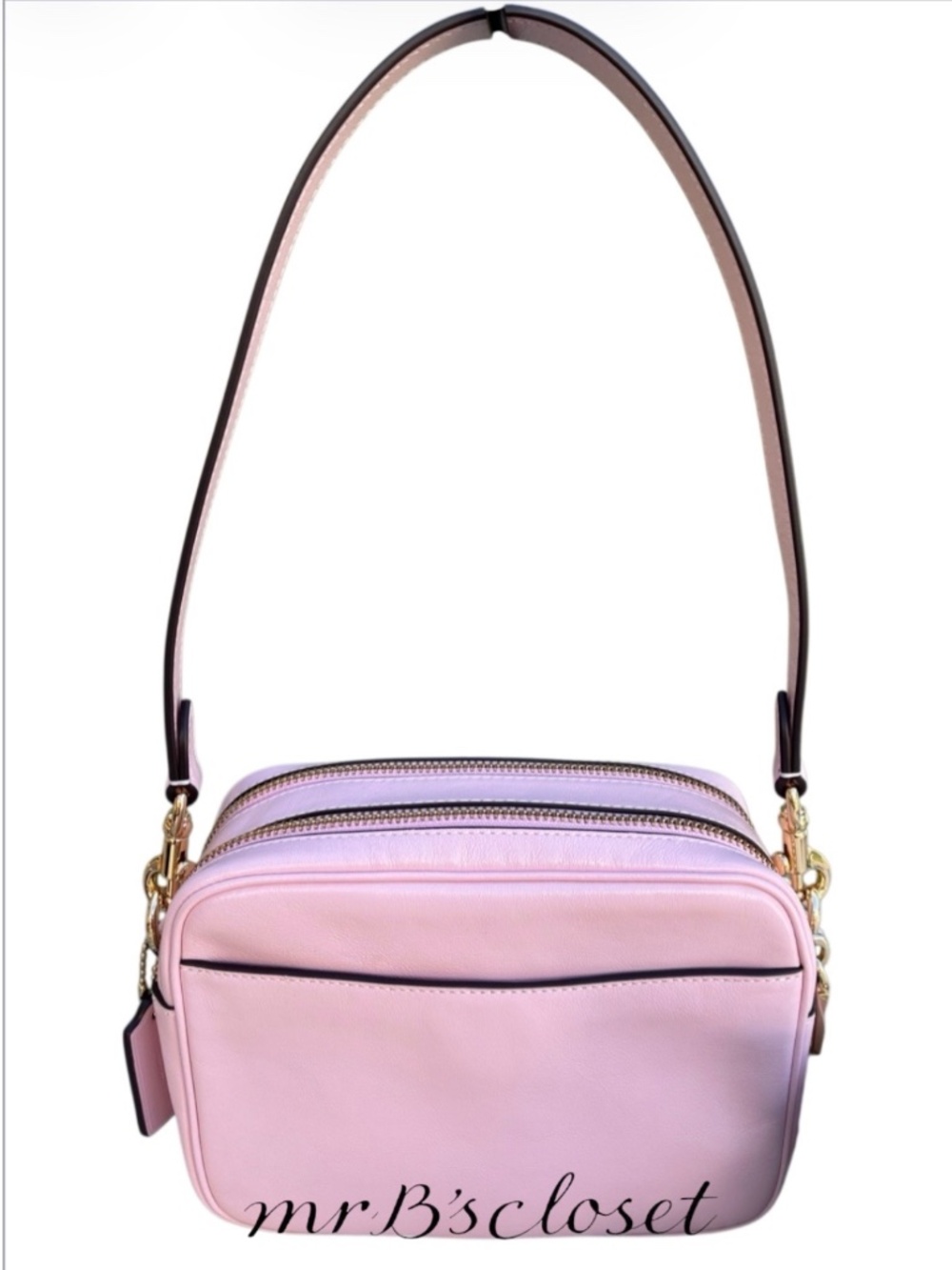 Coach Mini Carey Crossbody Bag In Light Pink Shiny Smooth Leather Purse - Picture 2 of 12